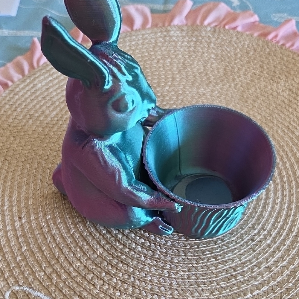 Hand Crafted 3-D Rabbit Candy Holder Or Planter - Picture 4 of 7